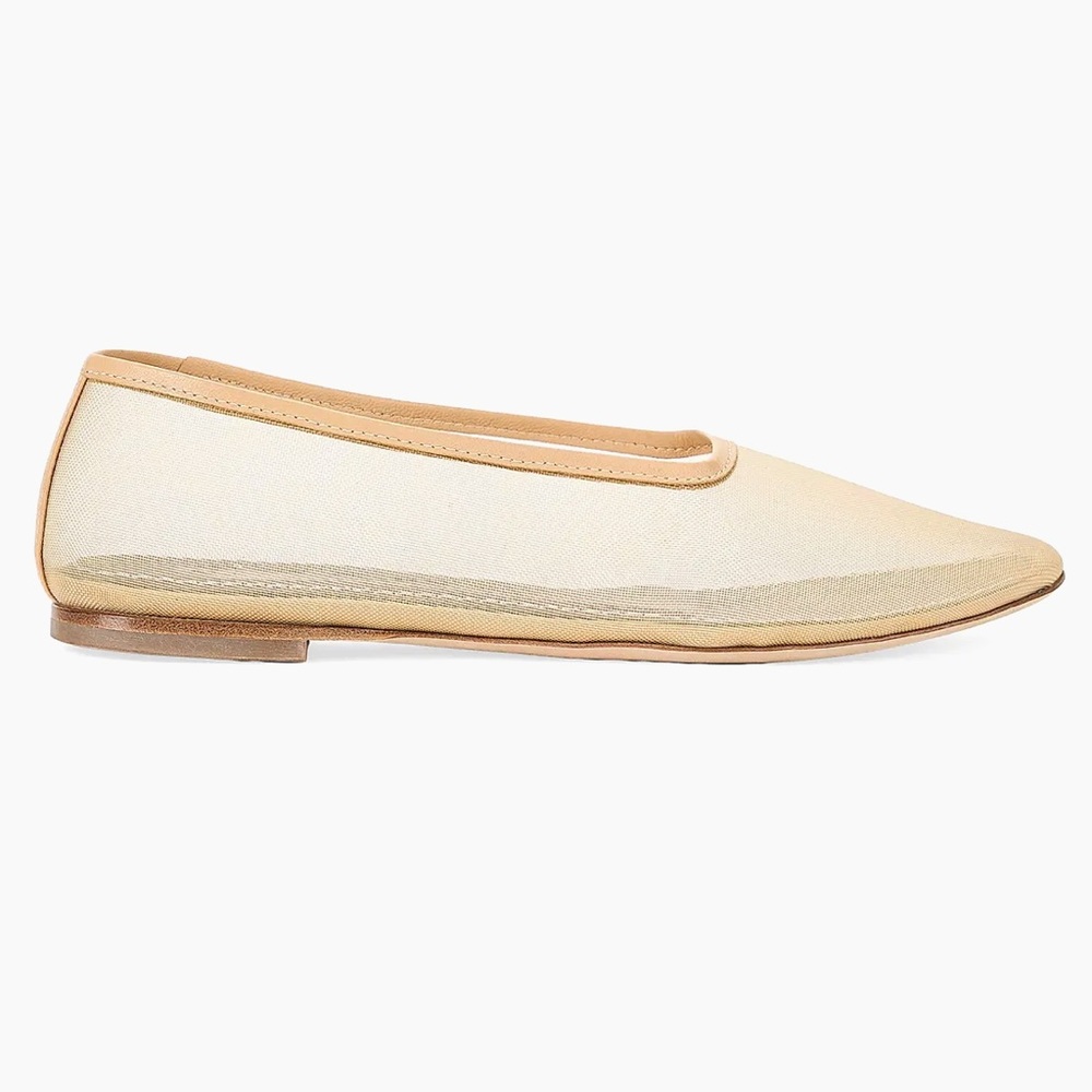 Staud Alba Leather-Trimmed Mesh Ballet Flats